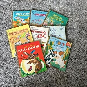 Vintage Little Golden Books Animal Storybook Collection Lot of 7